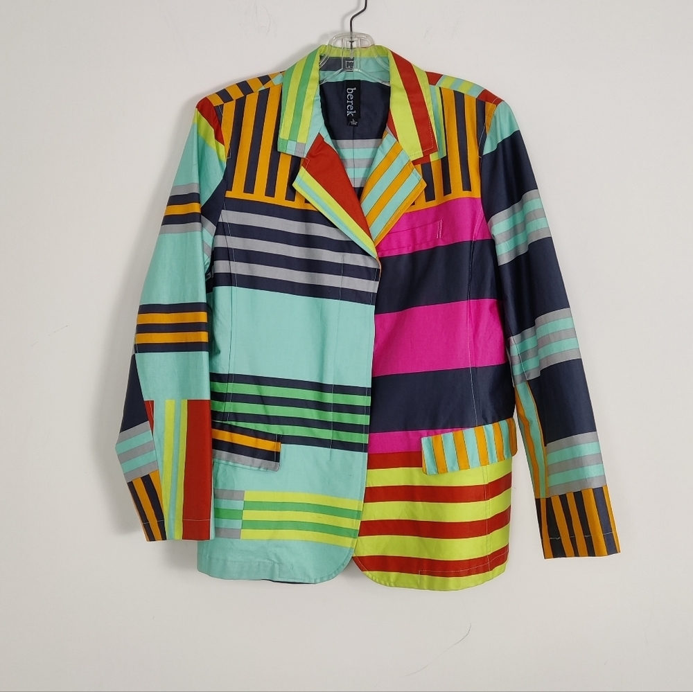 Berek Jacket Blazer Coat Multicolor Stripes Women's Size Large